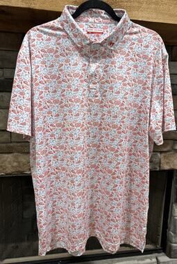 Men’s FORE FATHERS Pizza Peppers AOP Short Sleeve Polo Shirt Size XL *B5